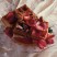 praline sauce & berries on waffle